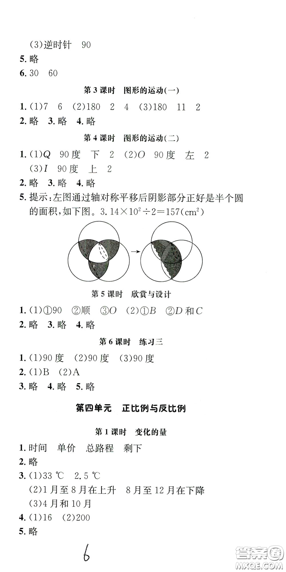 鐘書(shū)金牌2020年非常1+1一課一練六年級(jí)下冊(cè)數(shù)學(xué)BS版北師大版參考答案