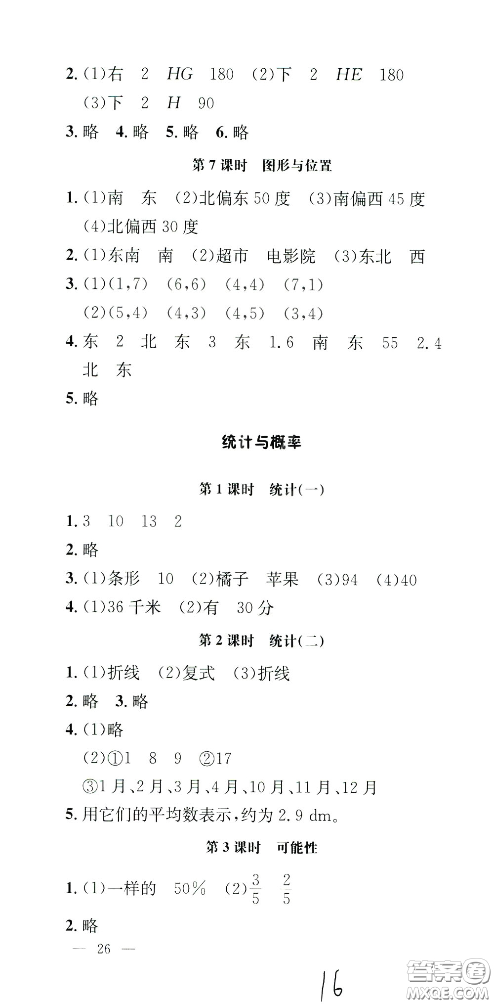 鐘書(shū)金牌2020年非常1+1一課一練六年級(jí)下冊(cè)數(shù)學(xué)BS版北師大版參考答案