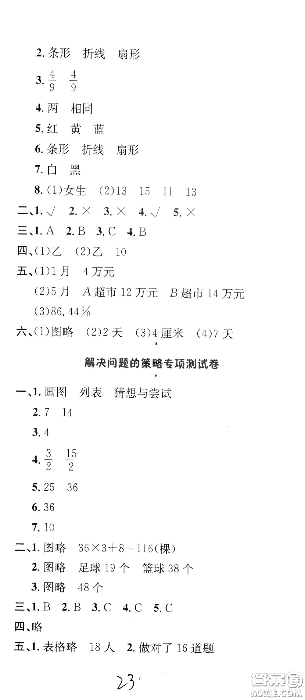 鐘書(shū)金牌2020年非常1+1一課一練六年級(jí)下冊(cè)數(shù)學(xué)BS版北師大版參考答案