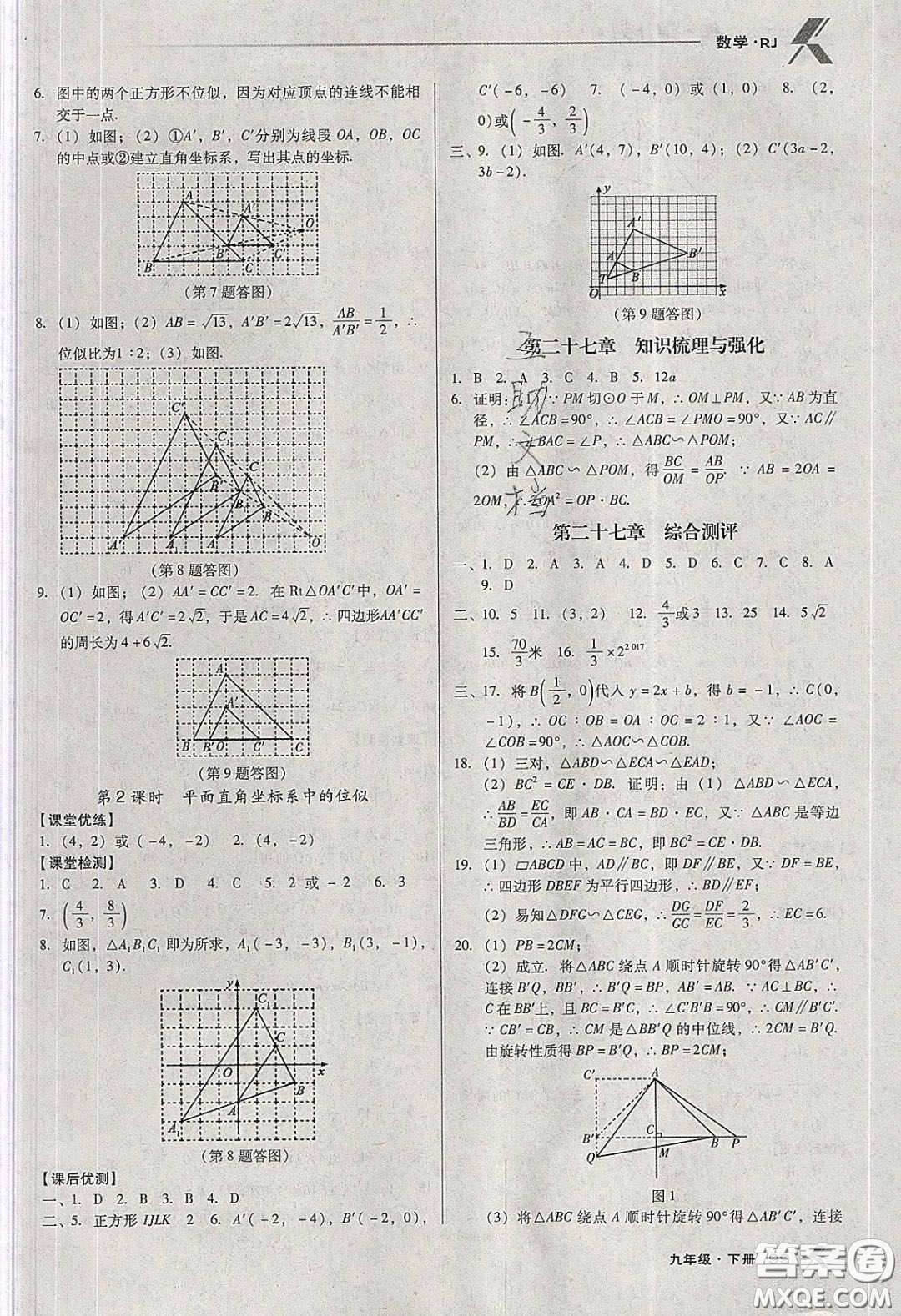 遼海出版社2020全優(yōu)點(diǎn)練課計(jì)劃九年級(jí)數(shù)學(xué)下冊人教版答案