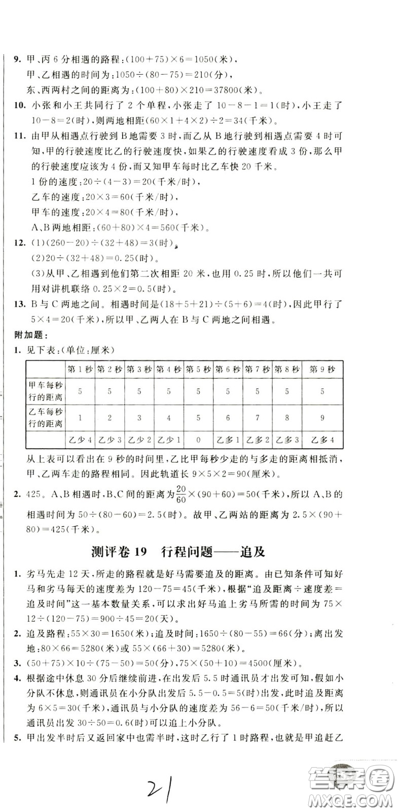 2020年小學(xué)奧數(shù)典型題舉一反三沖刺100分測評卷四年級參考答案