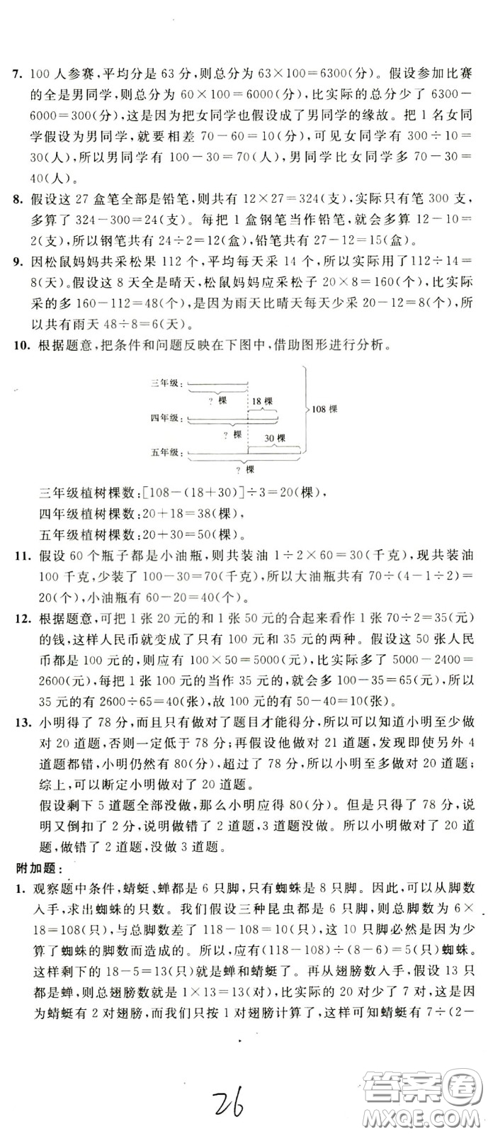 2020年小學(xué)奧數(shù)典型題舉一反三沖刺100分測評卷四年級參考答案