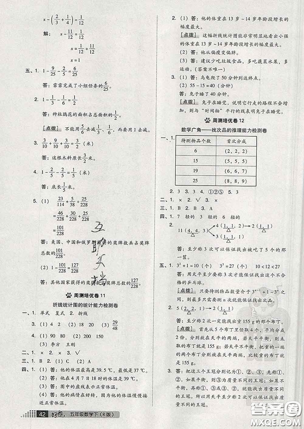 吉林教育出版社2020春季榮德基好卷五年級數(shù)學(xué)下冊人教版答案