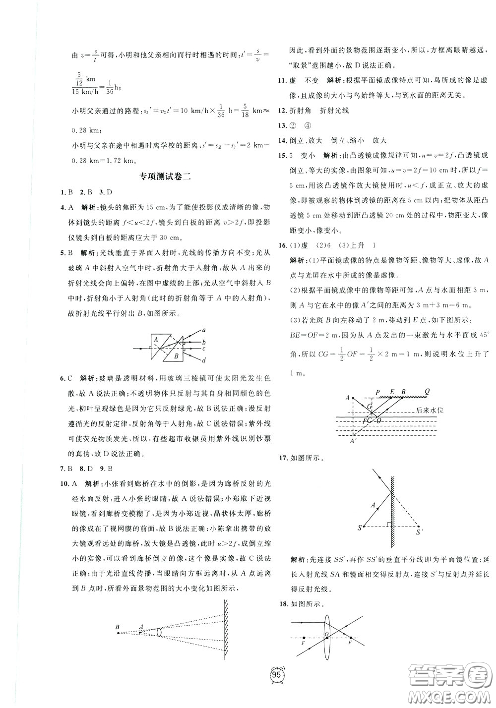 上海大學(xué)出版社2020年過關(guān)沖刺100分物理九年級下冊R版人教版參考答案