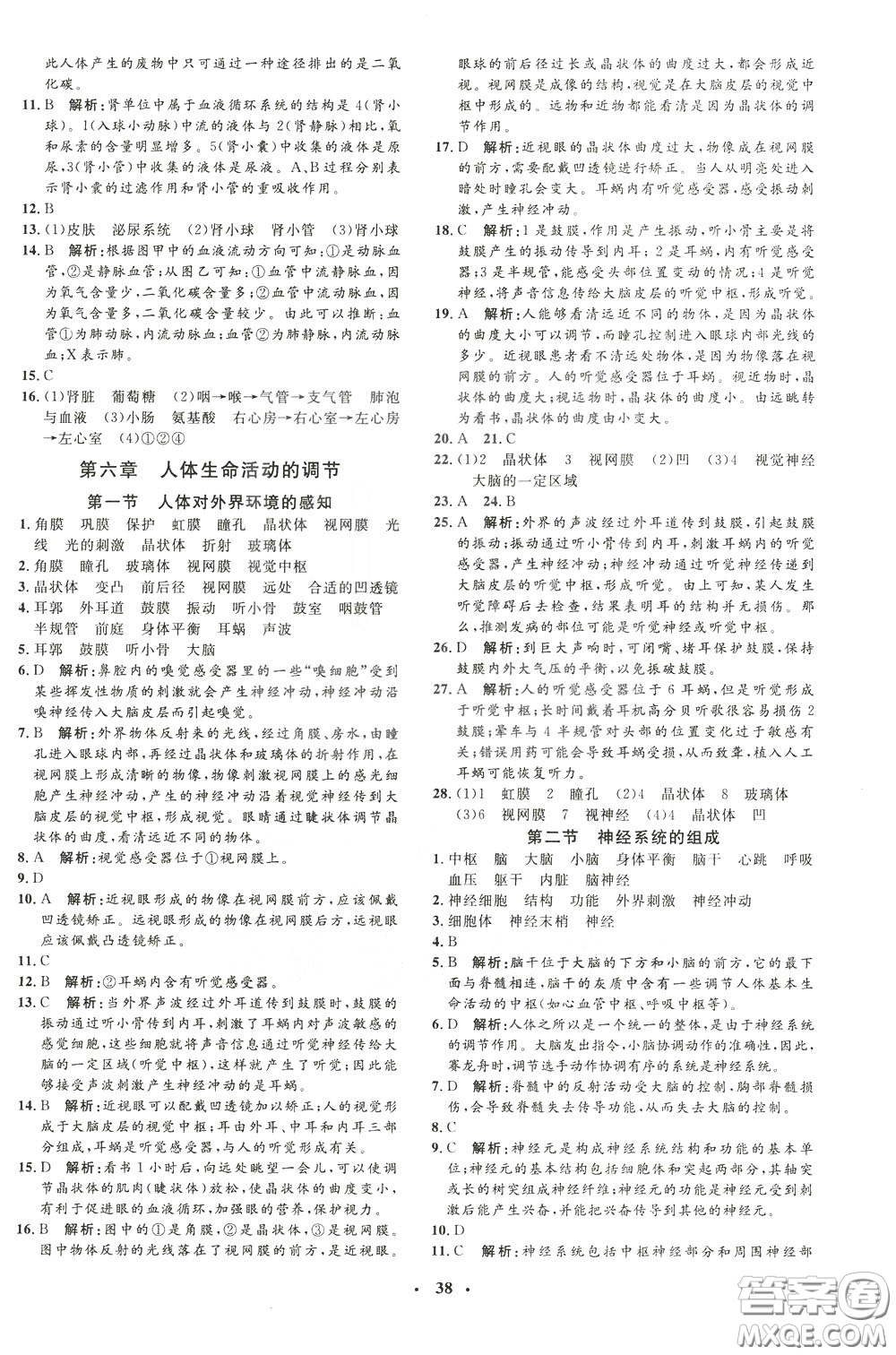 鐘書金牌2020年非常1+1完全題練七年級下冊生物R版人教版參考答案