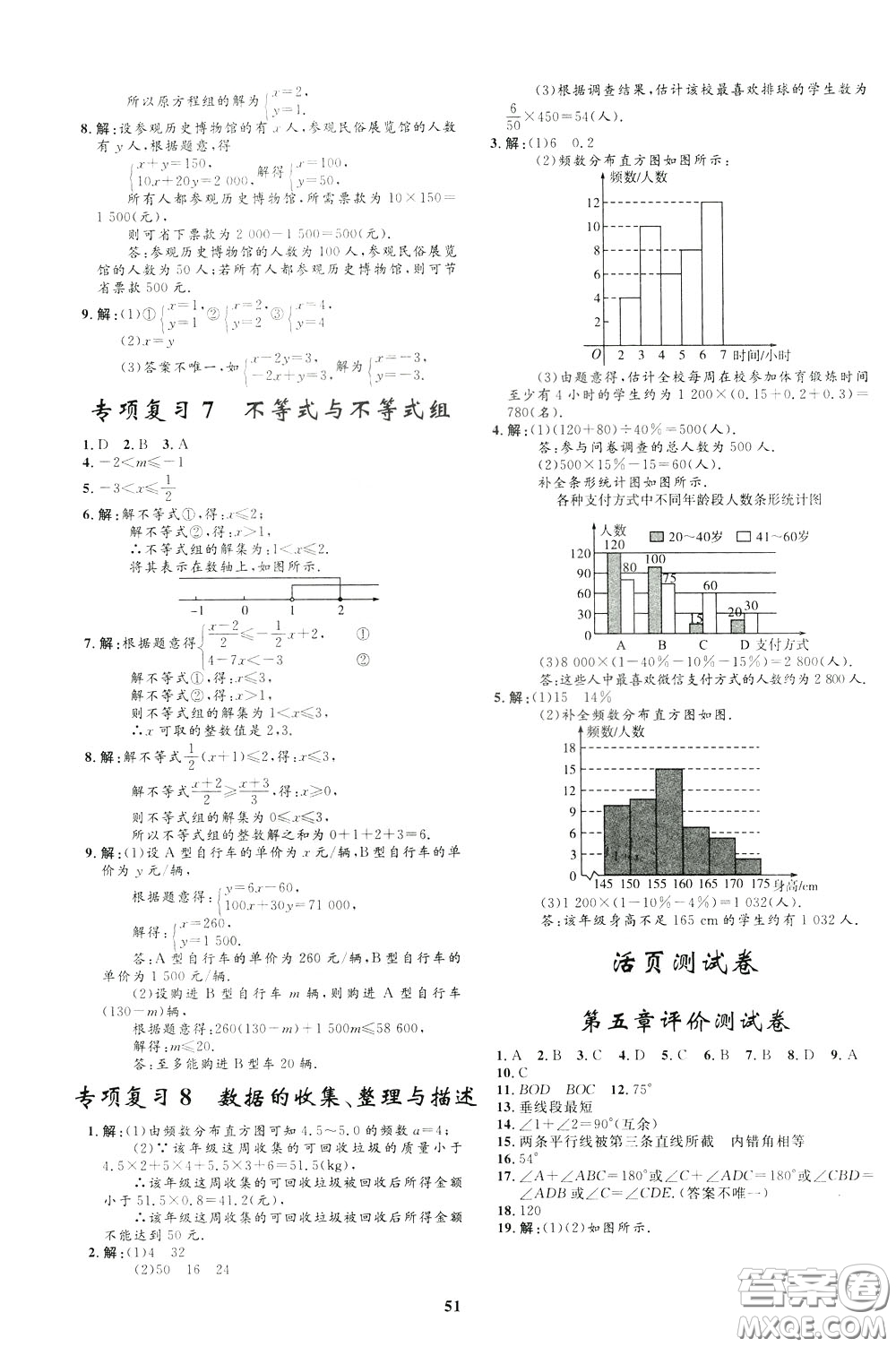 鐘書金牌2020年非常1+1完全題練七年級下冊數(shù)學R版人教版參考答案