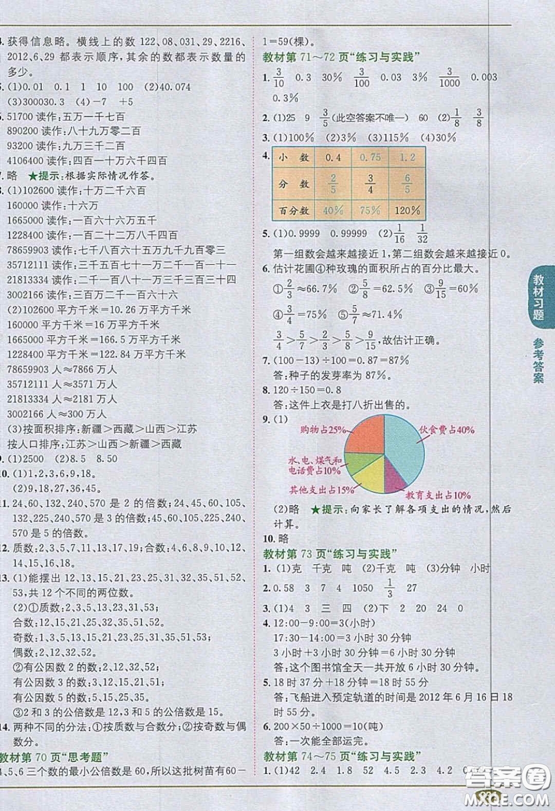 江蘇鳳凰教育出版社義務(wù)教育教科書2020數(shù)學(xué)六年級(jí)下冊(cè)蘇教版教材習(xí)題答案