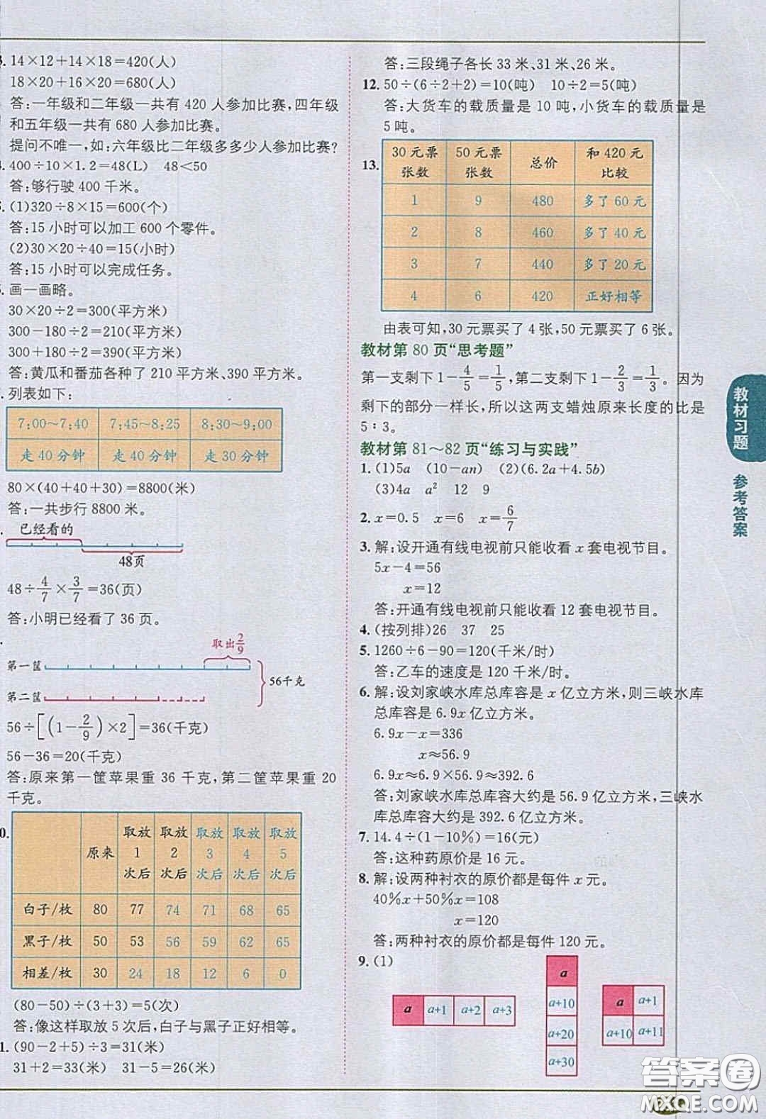 江蘇鳳凰教育出版社義務(wù)教育教科書2020數(shù)學(xué)六年級(jí)下冊(cè)蘇教版教材習(xí)題答案