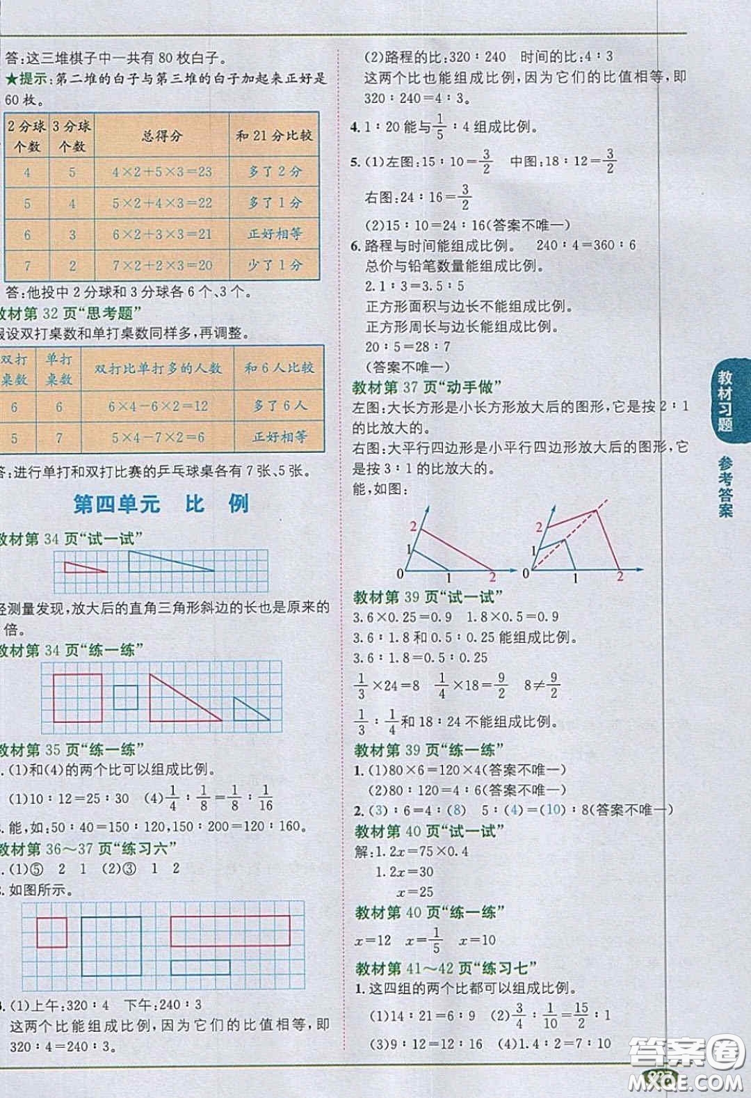 江蘇鳳凰教育出版社義務(wù)教育教科書2020數(shù)學(xué)六年級(jí)下冊(cè)蘇教版教材習(xí)題答案