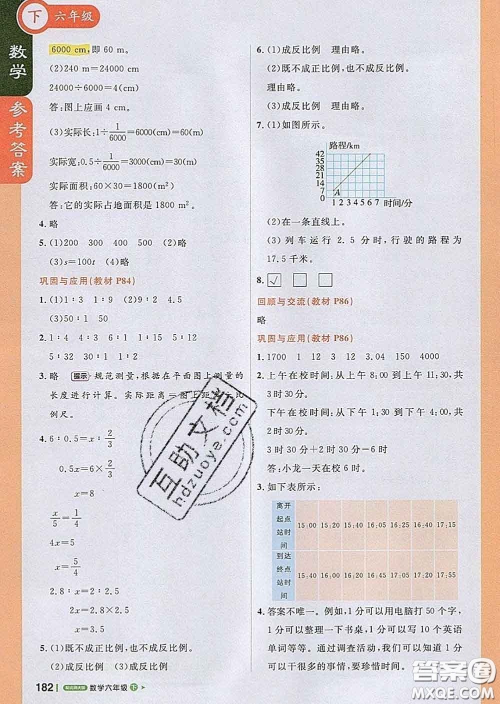 2020春新版1加1輕巧奪冠課堂直播六年級數(shù)學(xué)下冊北師版答案