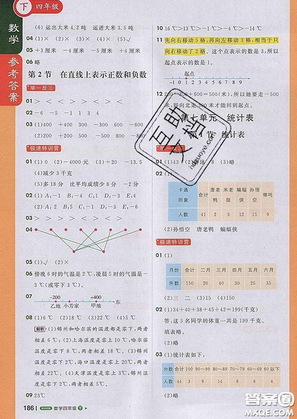 2020春新版1加1輕巧奪冠課堂直播四年級數(shù)學下冊北京版答案