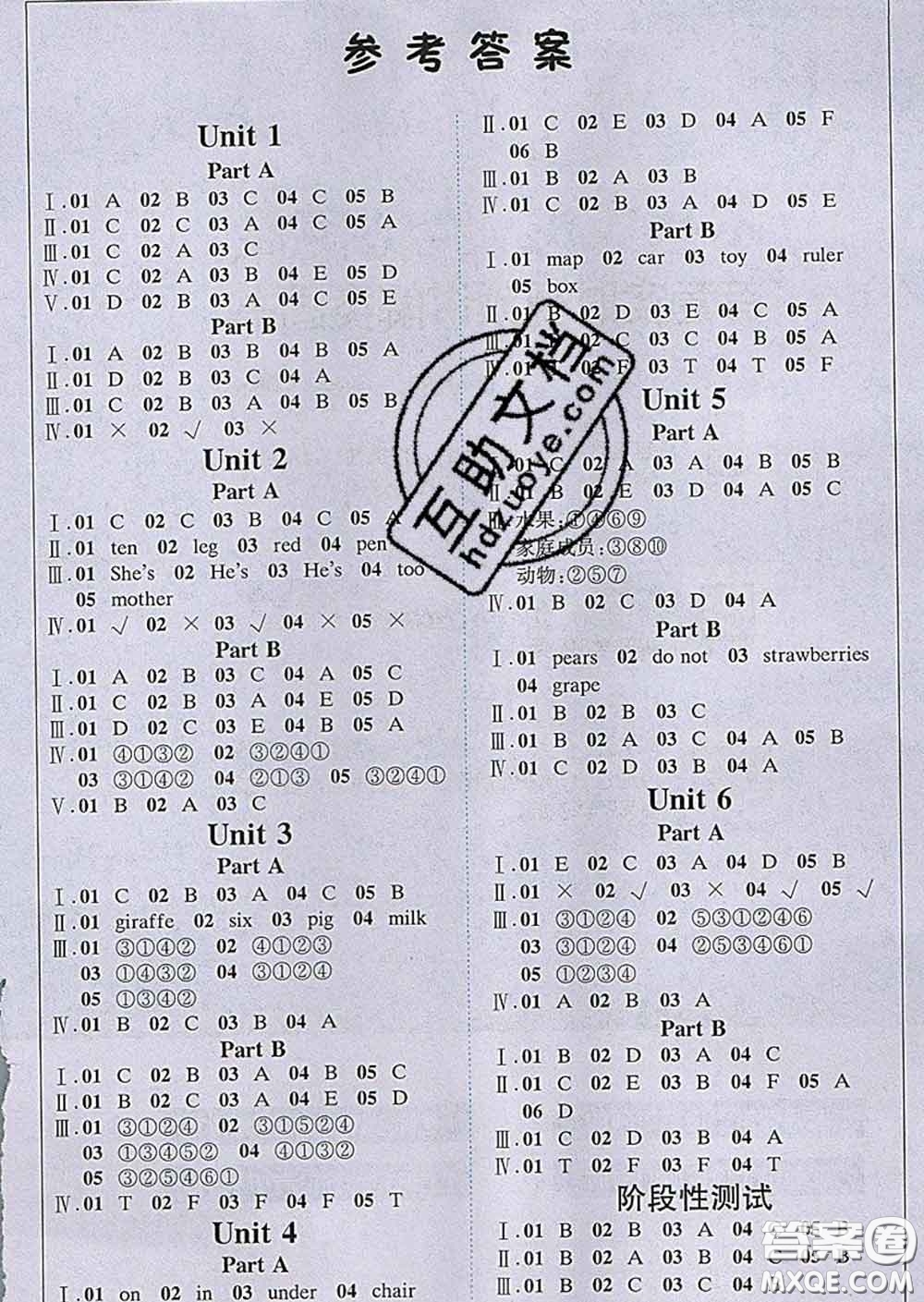 2020春新版1加1輕巧奪冠課堂直播三年級英語下冊人教版答案