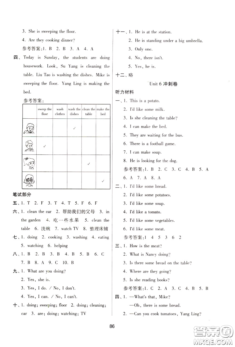 南京大學(xué)出版社2020年名師點撥期末沖刺滿分卷五年級下冊英語參考答案