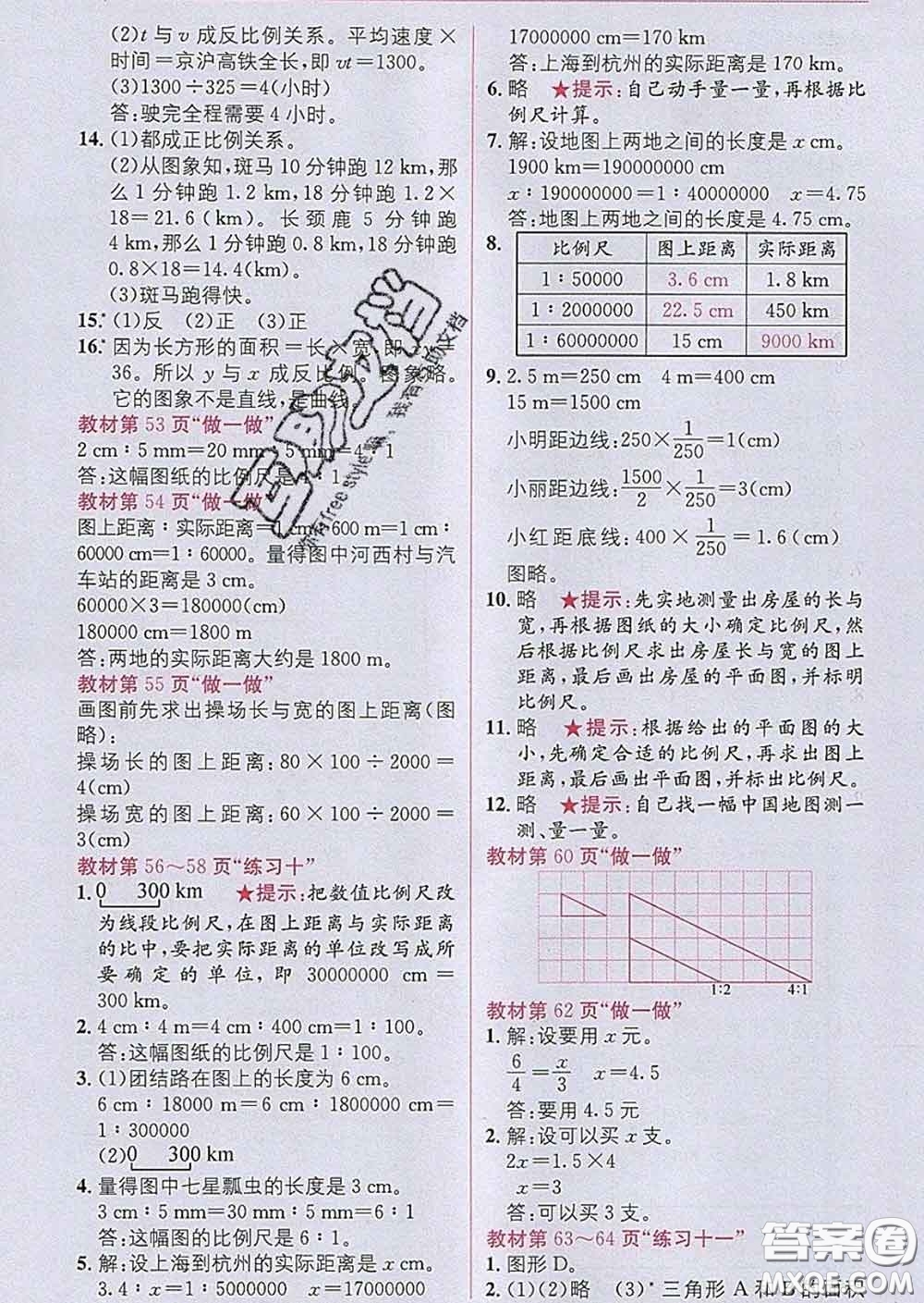 新疆青少年出版社2020春教材1加1六年級(jí)數(shù)學(xué)下冊(cè)人教版答案