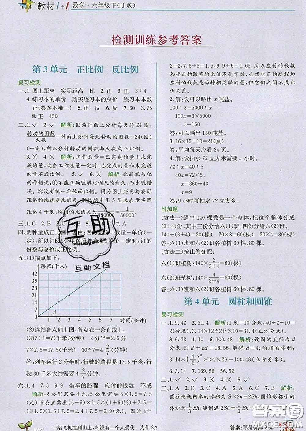 新疆青少年出版社2020春教材1加1六年級數(shù)學(xué)下冊冀教版答案