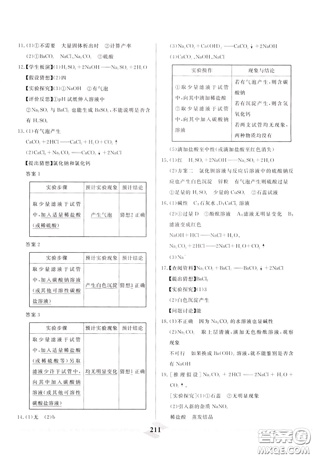 天津人民出版社2020年一飛沖天中考專項精品試題分類化學參考答案