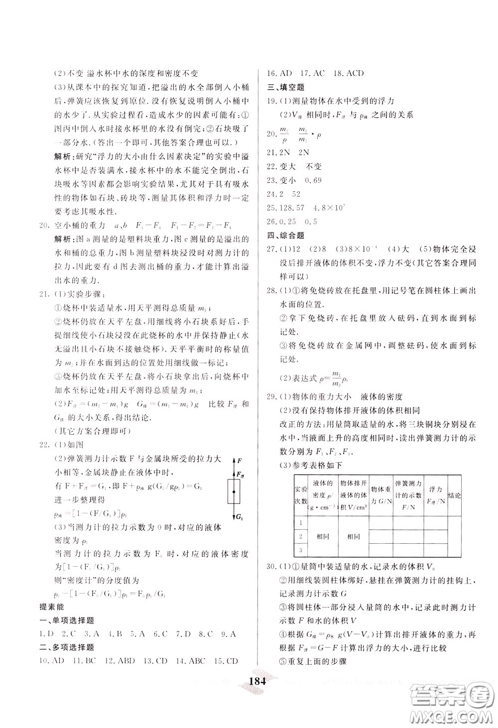 天津人民出版社2020年一飛沖天中考專項精品試題分類物理參考答案