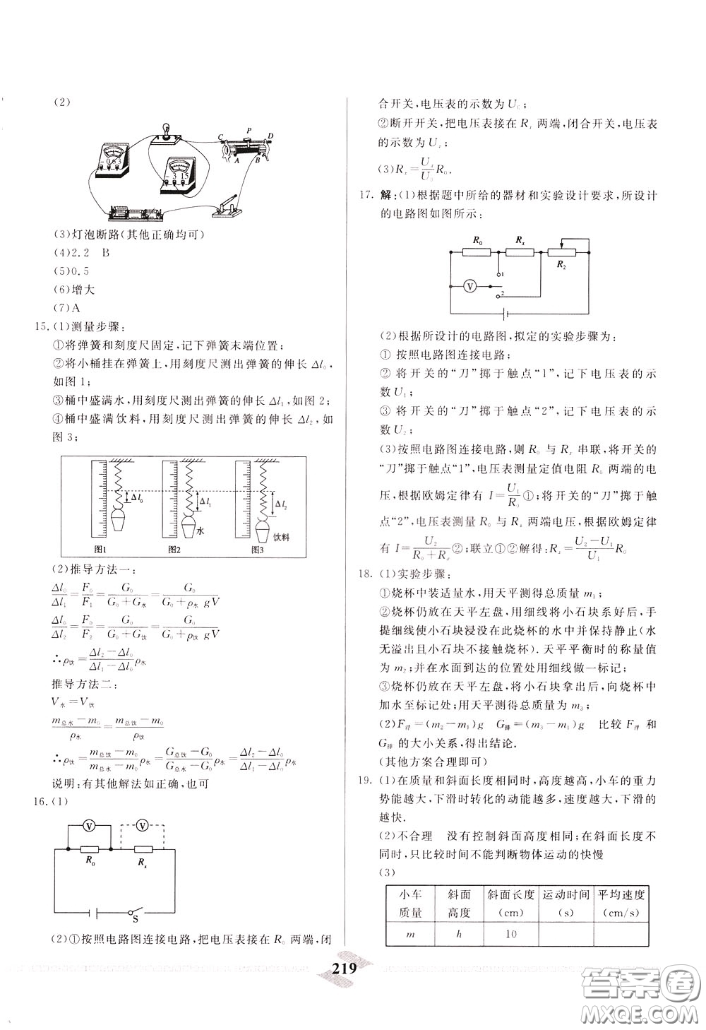 天津人民出版社2020年一飛沖天中考專項精品試題分類物理參考答案