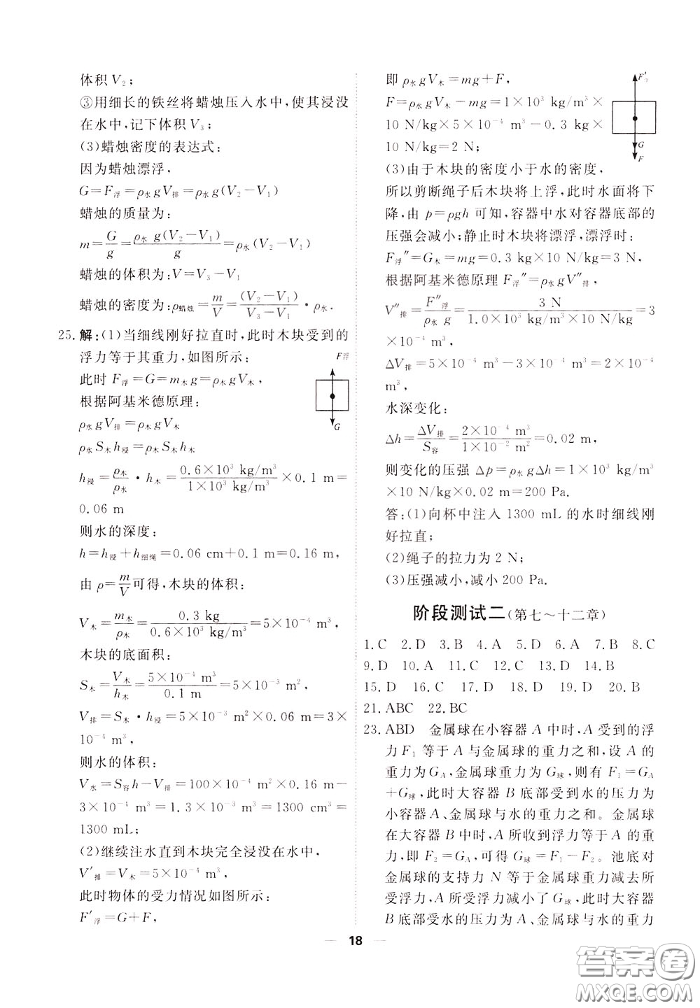 2020年一飛沖天小復(fù)習(xí)八年級下冊物理參考答案