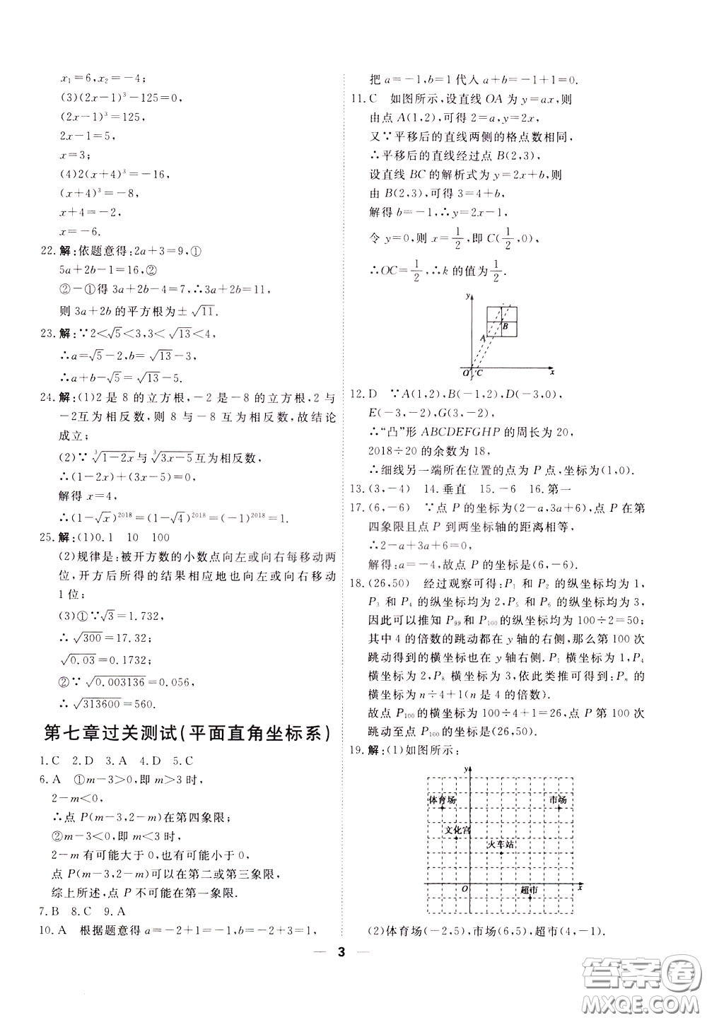 2020年一飛沖天小復(fù)習(xí)七年級下冊數(shù)學(xué)參考答案