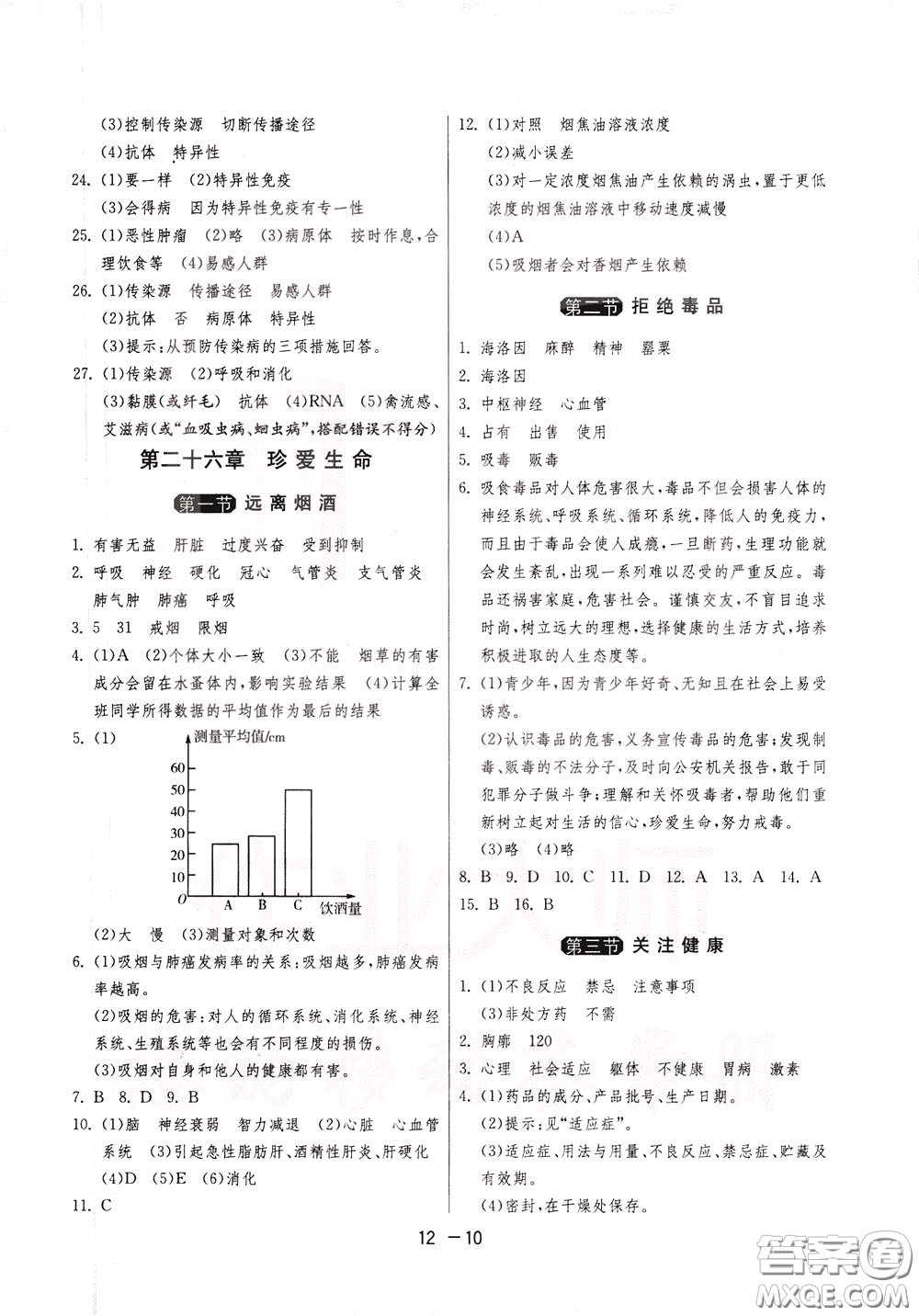 2020升級版1課3練單元達標測試生物學八年級下冊JSJY江蘇教育版參考答案