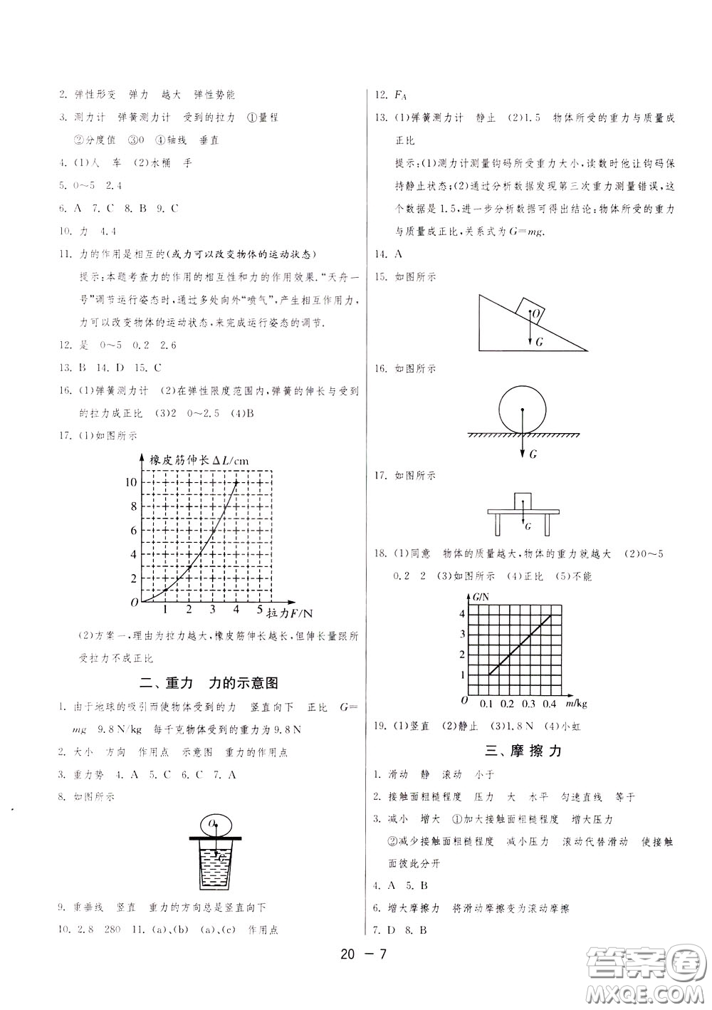 2020升級版1課3練單元達(dá)標(biāo)測試物理八年級下冊JSKJ江蘇科教版參考答案