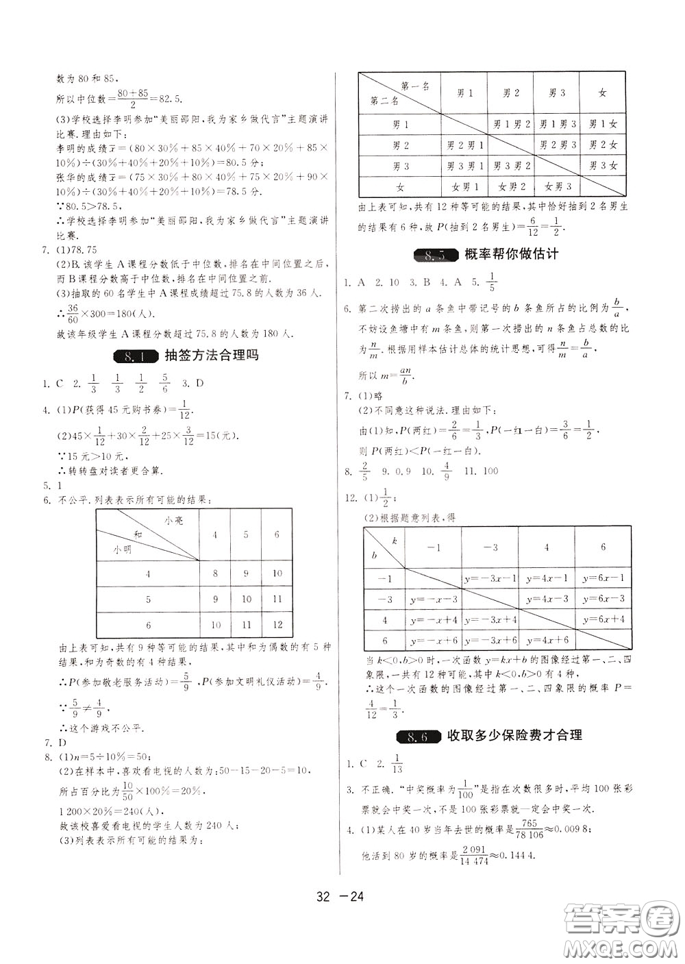 2020升級版1課3練單元達標測試數(shù)學(xué)九年級下冊JSKJ江蘇科教版參考答案