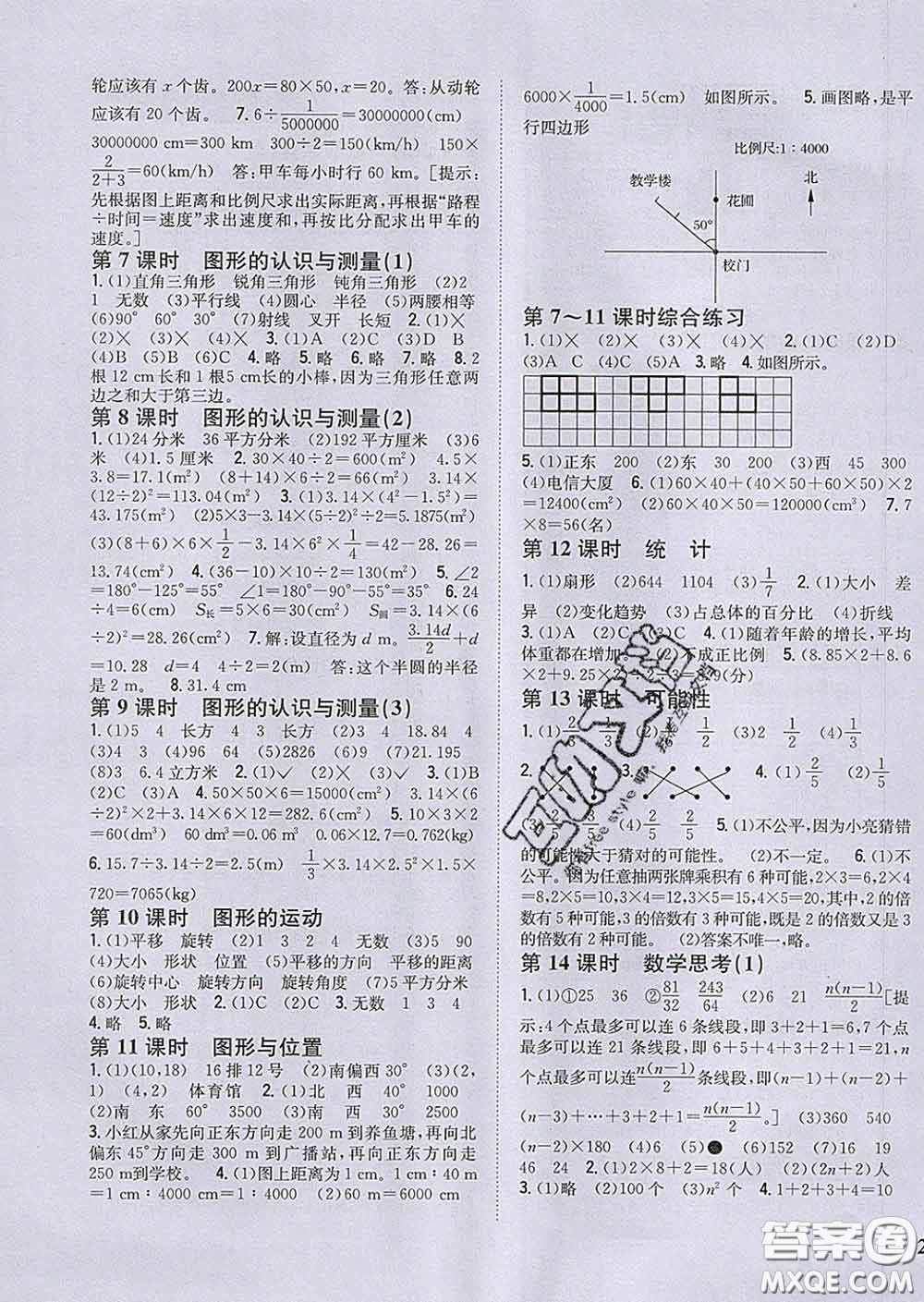 2020春全科王同步課時練習(xí)六年級數(shù)學(xué)下冊人教版答案