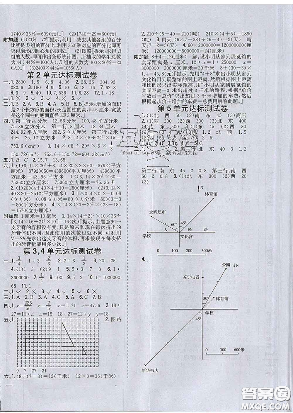 2020春全科王同步課時(shí)練習(xí)六年級(jí)數(shù)學(xué)下冊(cè)江蘇版答案