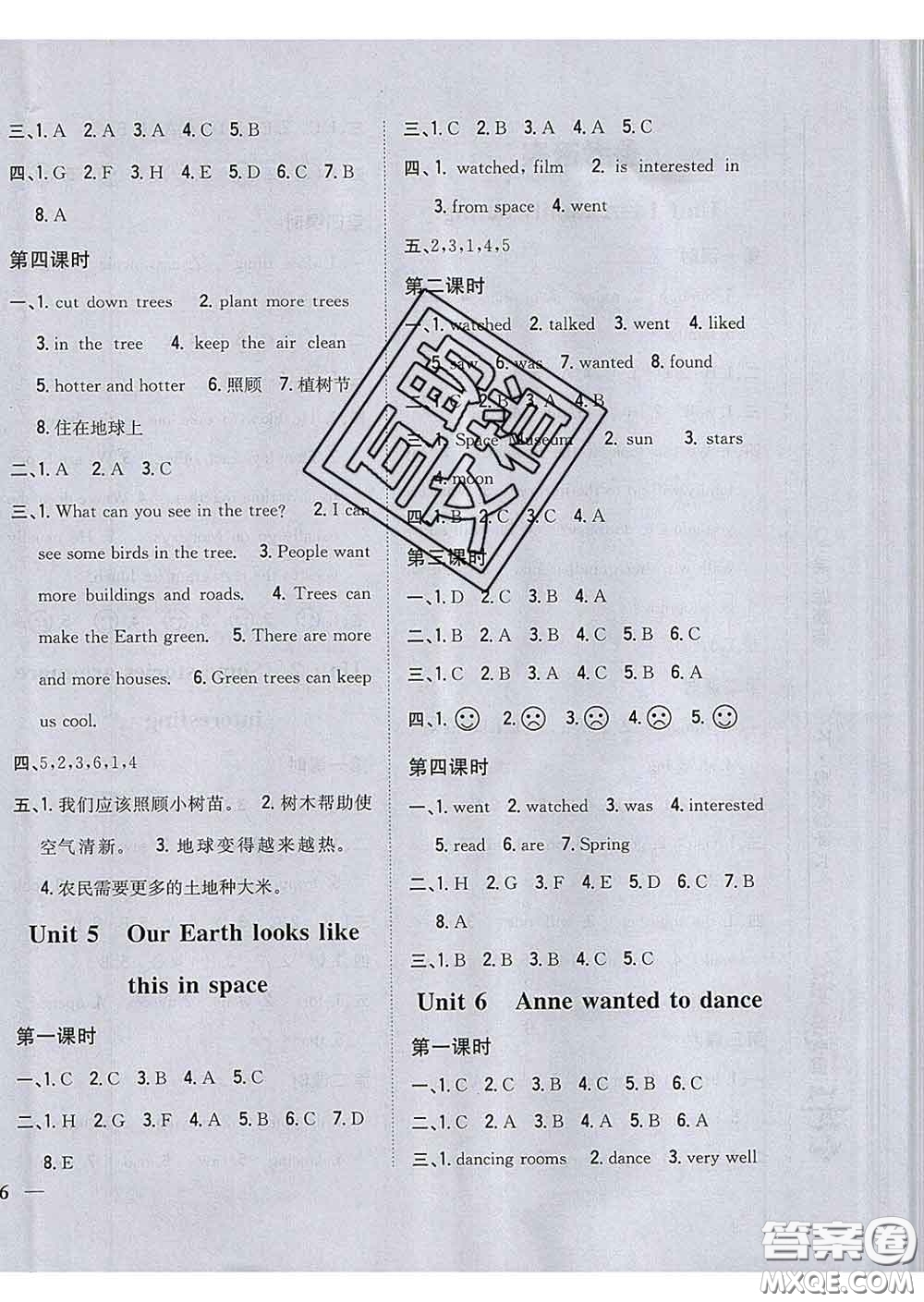 2020春全科王同步課時練習(xí)六年級英語下冊湘少版答案