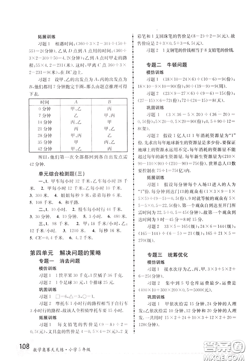 南京大學(xué)出版社2020年南大教輔數(shù)學(xué)奧賽天天練第6版小學(xué)5年級(jí)參考答案