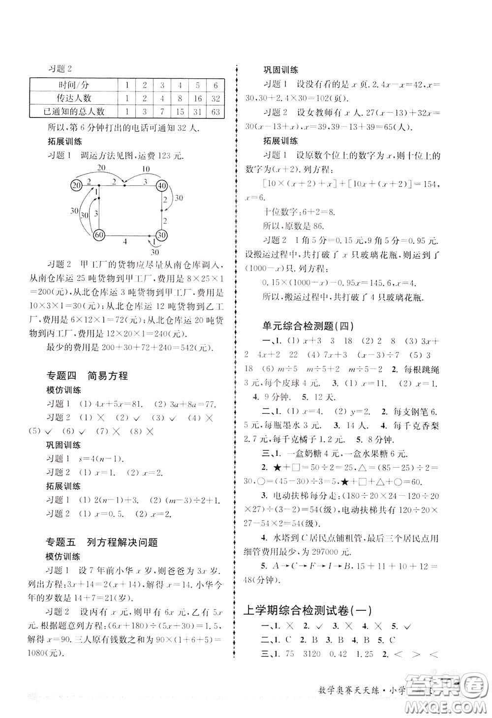 南京大學(xué)出版社2020年南大教輔數(shù)學(xué)奧賽天天練第6版小學(xué)5年級(jí)參考答案