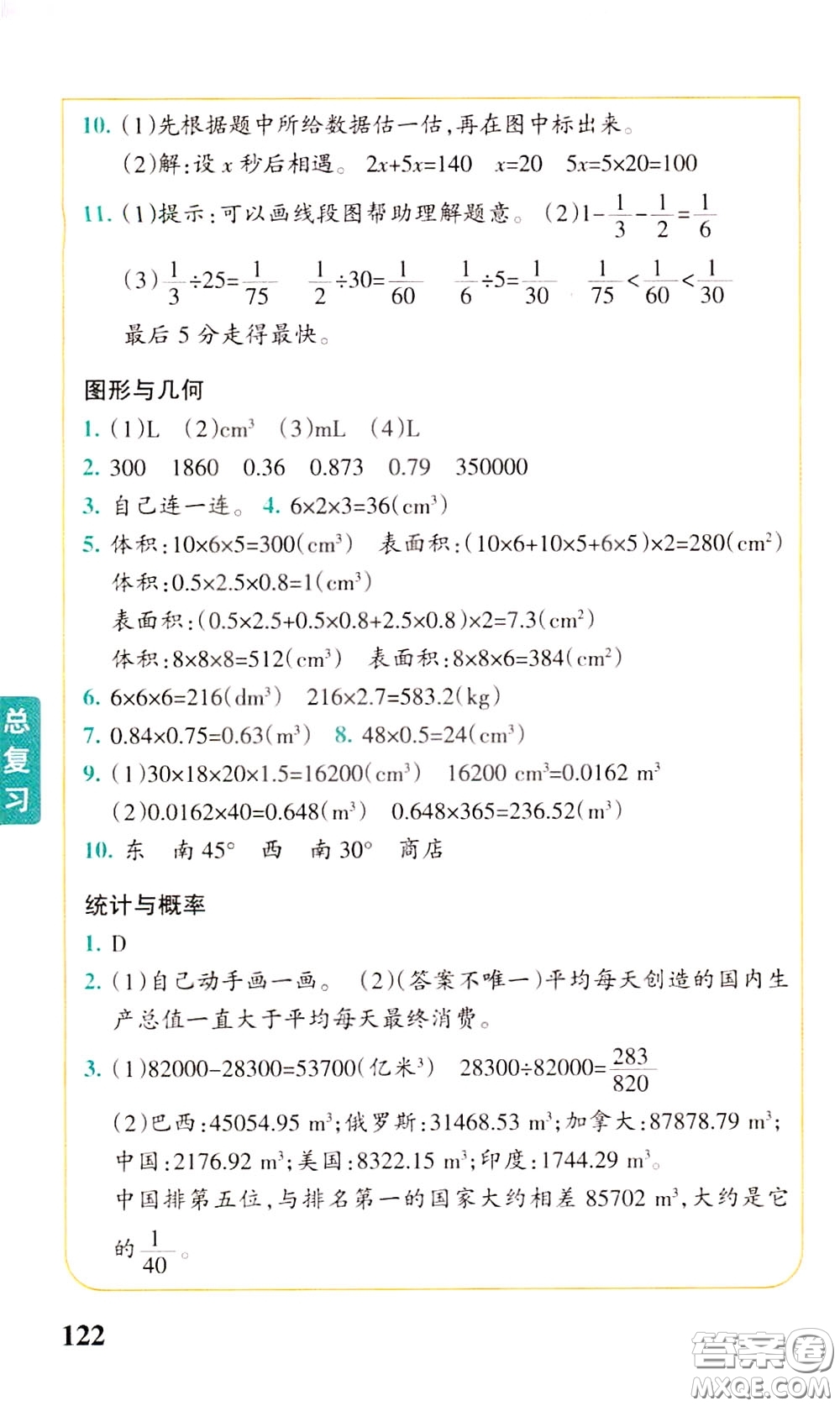 2020年小學(xué)學(xué)霸速記數(shù)學(xué)五年級下BS版北師版參考答案