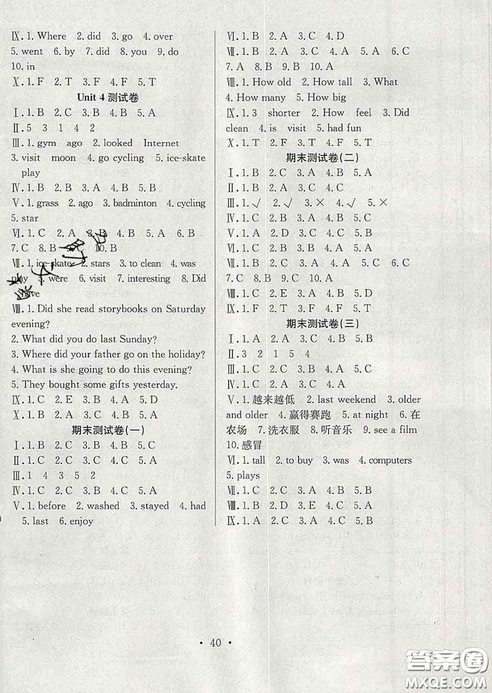 合肥工業(yè)大學(xué)出版社2020全頻道課時作業(yè)六年級英語下冊人教版答案