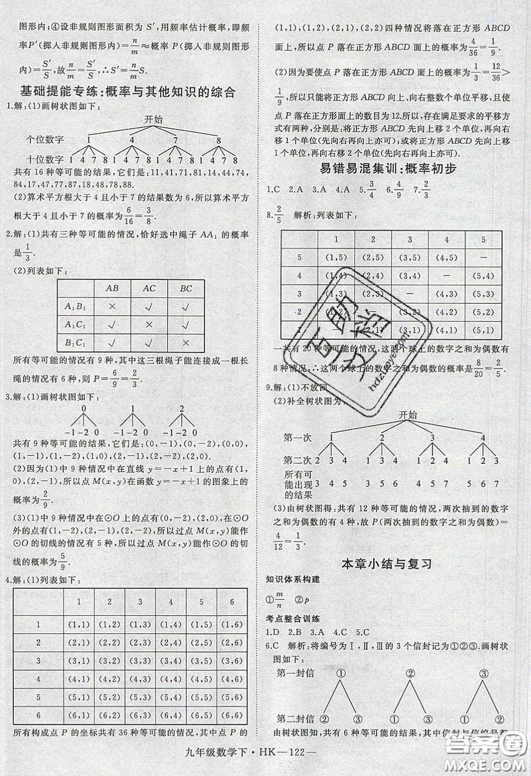 安徽專用2020優(yōu)翼學(xué)練優(yōu)九年級數(shù)學(xué)下冊滬教版答案