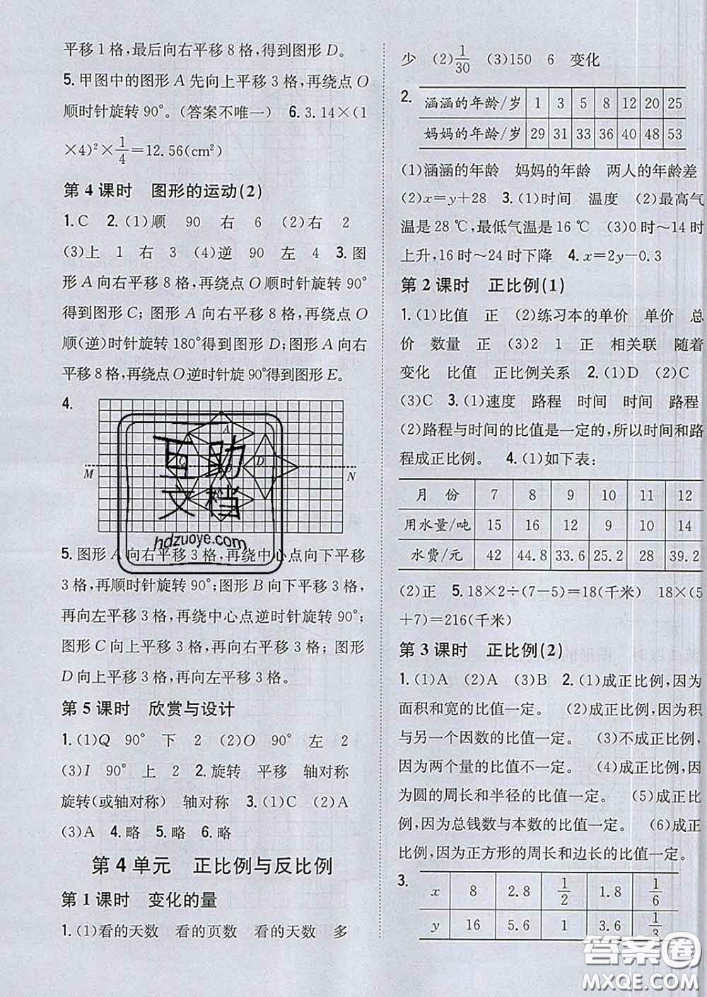 2020春梓耕書(shū)系小學(xué)題幫六年級(jí)數(shù)學(xué)下冊(cè)北師版答案