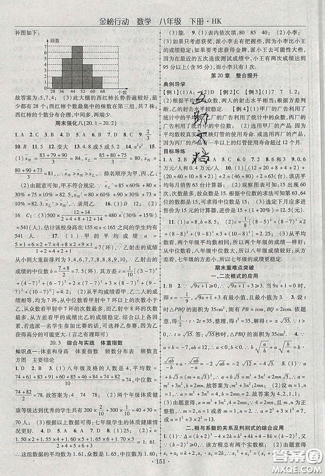 海韻圖書2020年金榜行動課時導(dǎo)學(xué)案八年級數(shù)學(xué)下冊滬科版答案