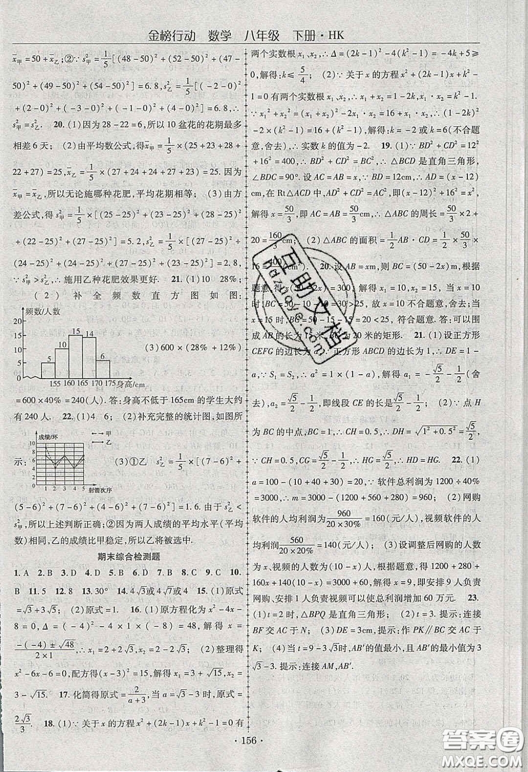 海韻圖書2020年金榜行動課時導(dǎo)學(xué)案八年級數(shù)學(xué)下冊滬科版答案