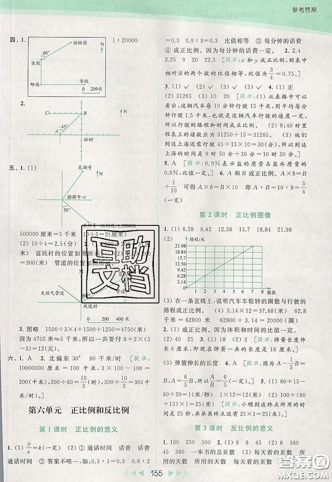 2020春亮點給力提優(yōu)課時作業(yè)本六年級下冊數(shù)學江蘇版參考答案