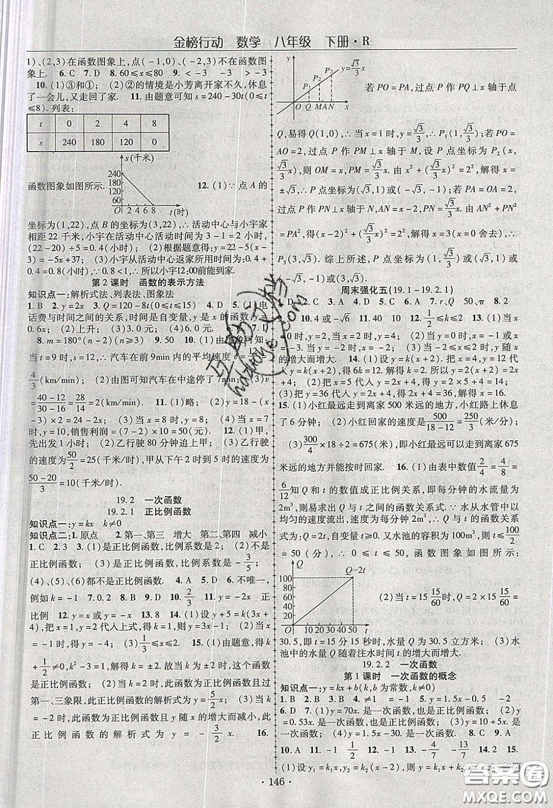 海韻圖書2020年金榜行動課時導學案八年級數(shù)學下冊人教版答案