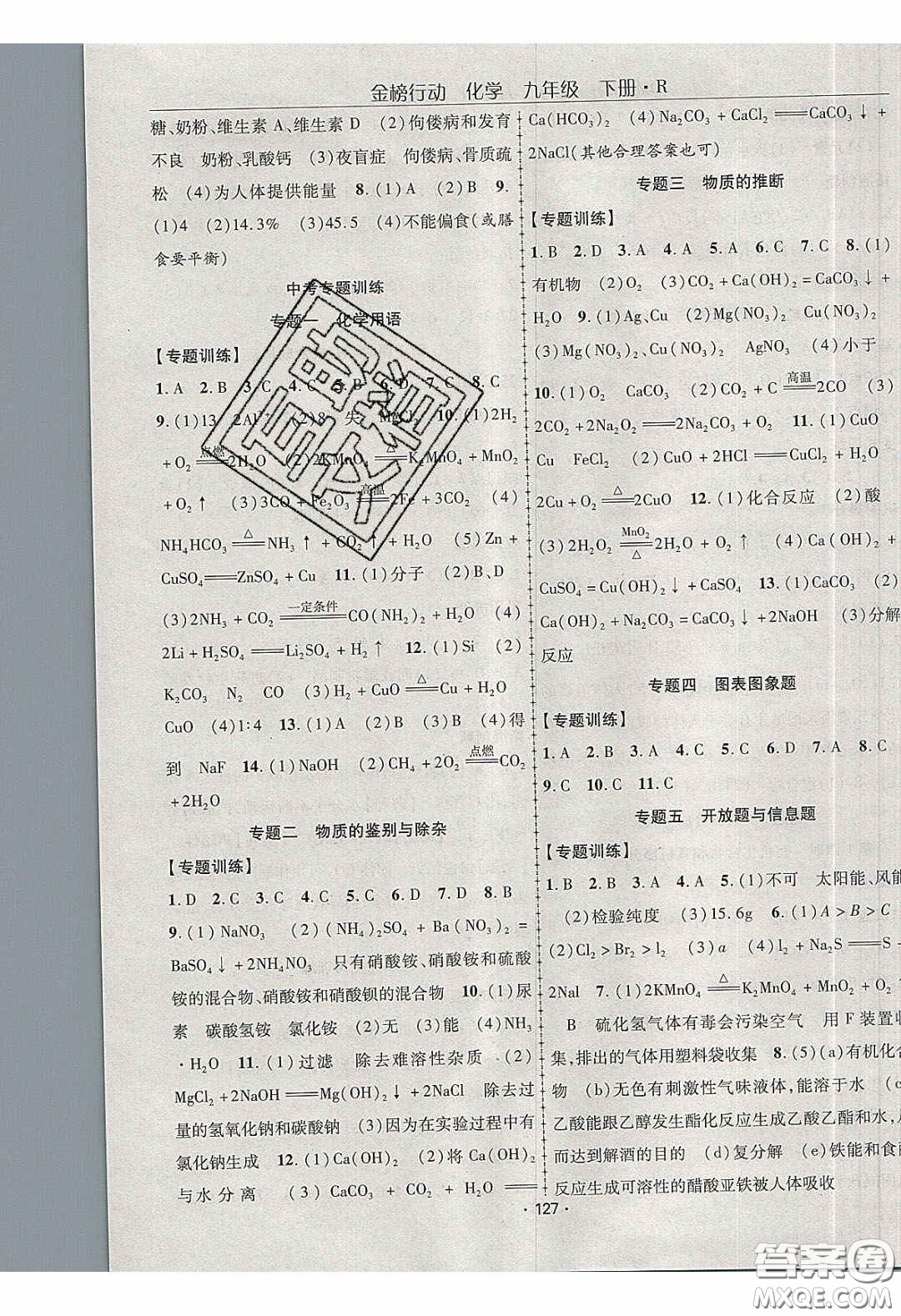 海韻圖書2020年金榜行動(dòng)課時(shí)導(dǎo)學(xué)案九年級(jí)化學(xué)下冊(cè)人教版答案