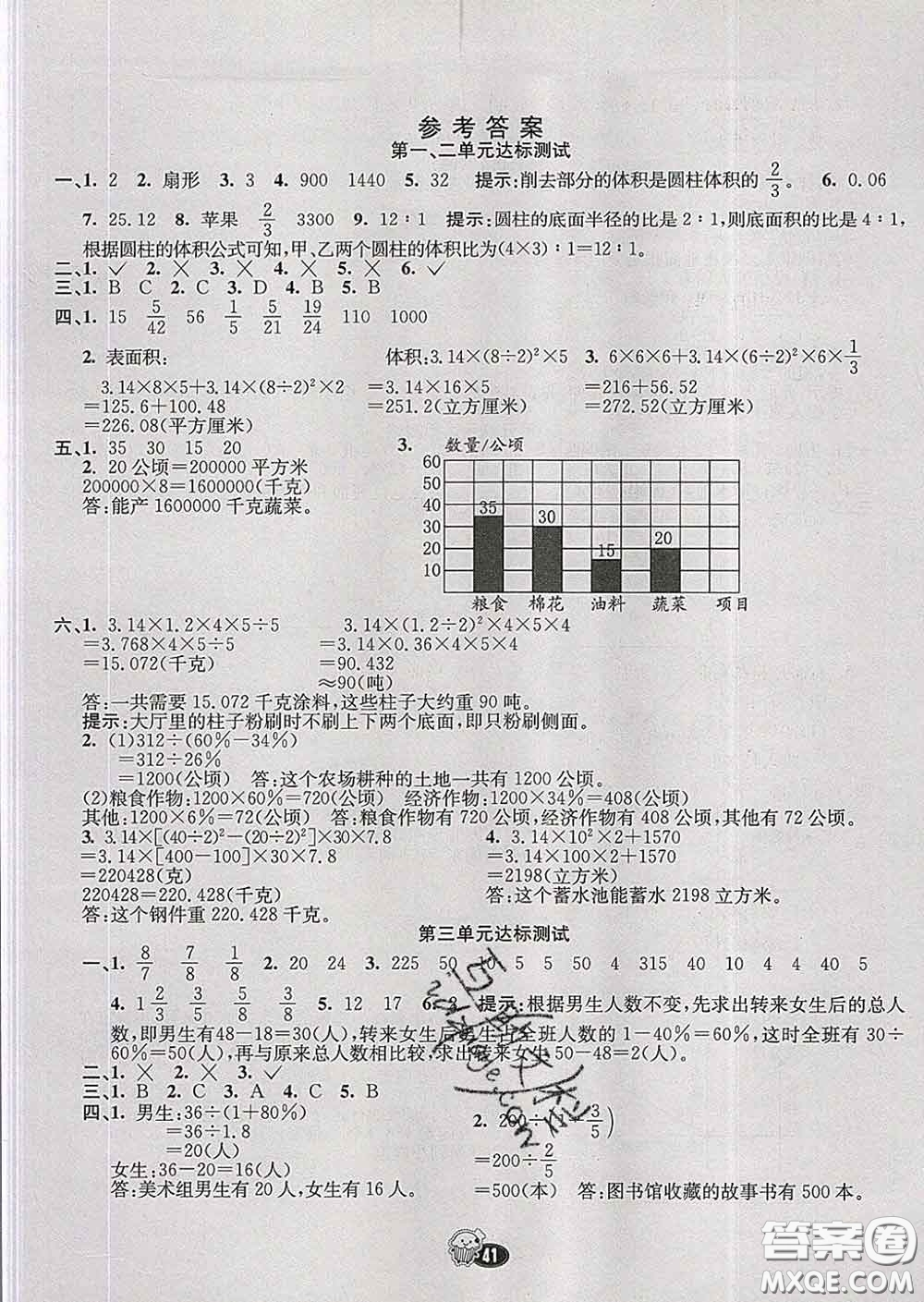 河北教育出版社2020新版七彩練霸六年級數(shù)學(xué)下冊蘇教版答案