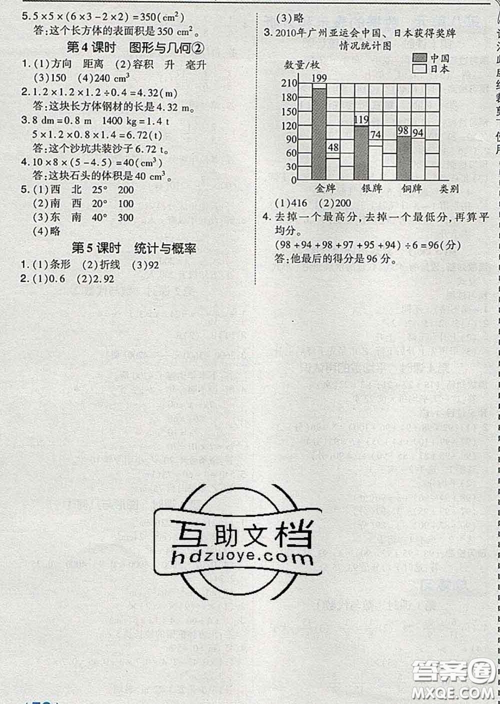 2020春特高級教師點(diǎn)撥五年級數(shù)學(xué)下冊北師版答案