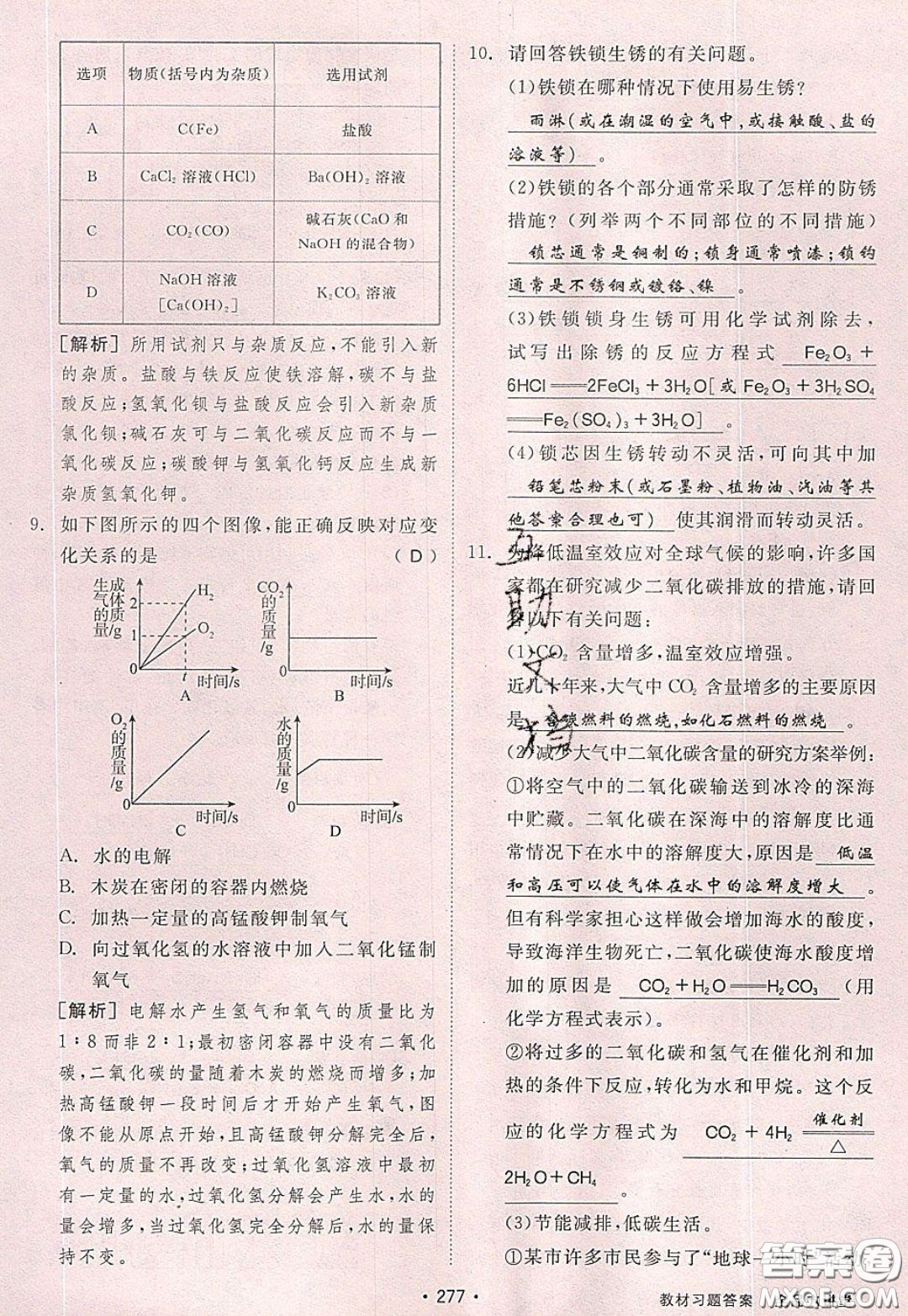 2020春全品大講堂初中化學(xué)九年級(jí)下冊(cè)新課標(biāo)KY科粵版參考答案