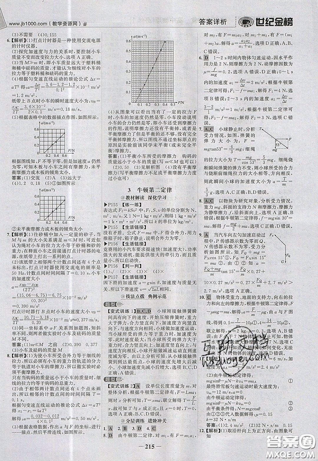 世紀(jì)金榜2020新版金榜大講堂高中物理必修1人教版RJ參考答案