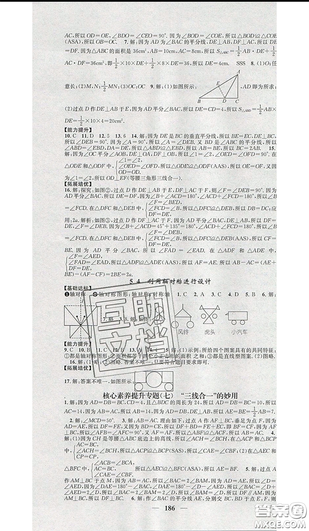 2020年智慧學堂核心素養(yǎng)提升法七年級下冊數學北師大版參考答案