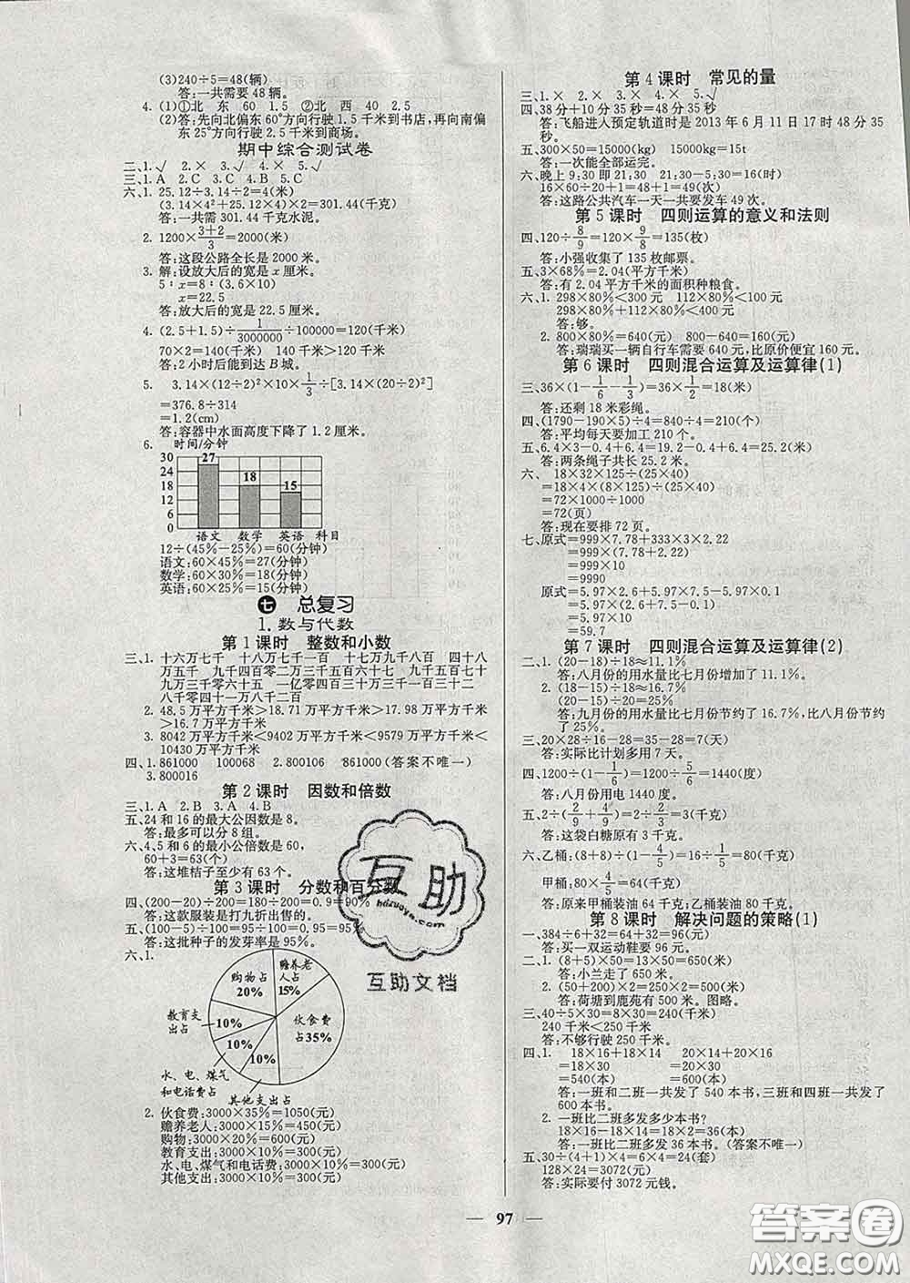 沈陽出版社2020新版梯田文化課堂內(nèi)外六年級(jí)數(shù)學(xué)下冊(cè)蘇教版答案