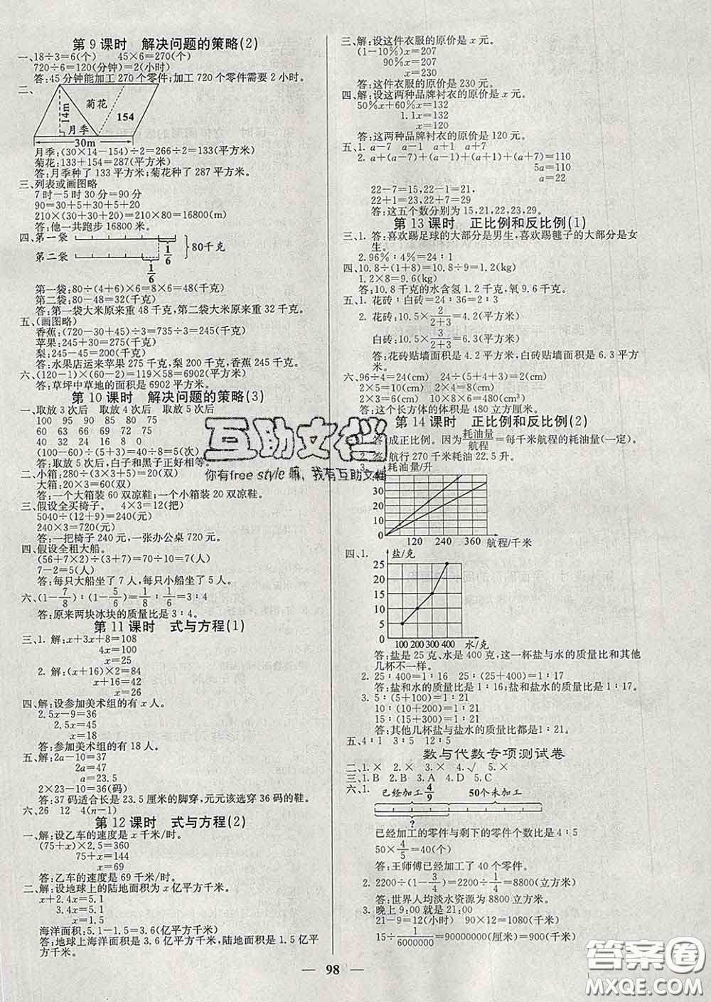 沈陽出版社2020新版梯田文化課堂內(nèi)外六年級(jí)數(shù)學(xué)下冊(cè)蘇教版答案