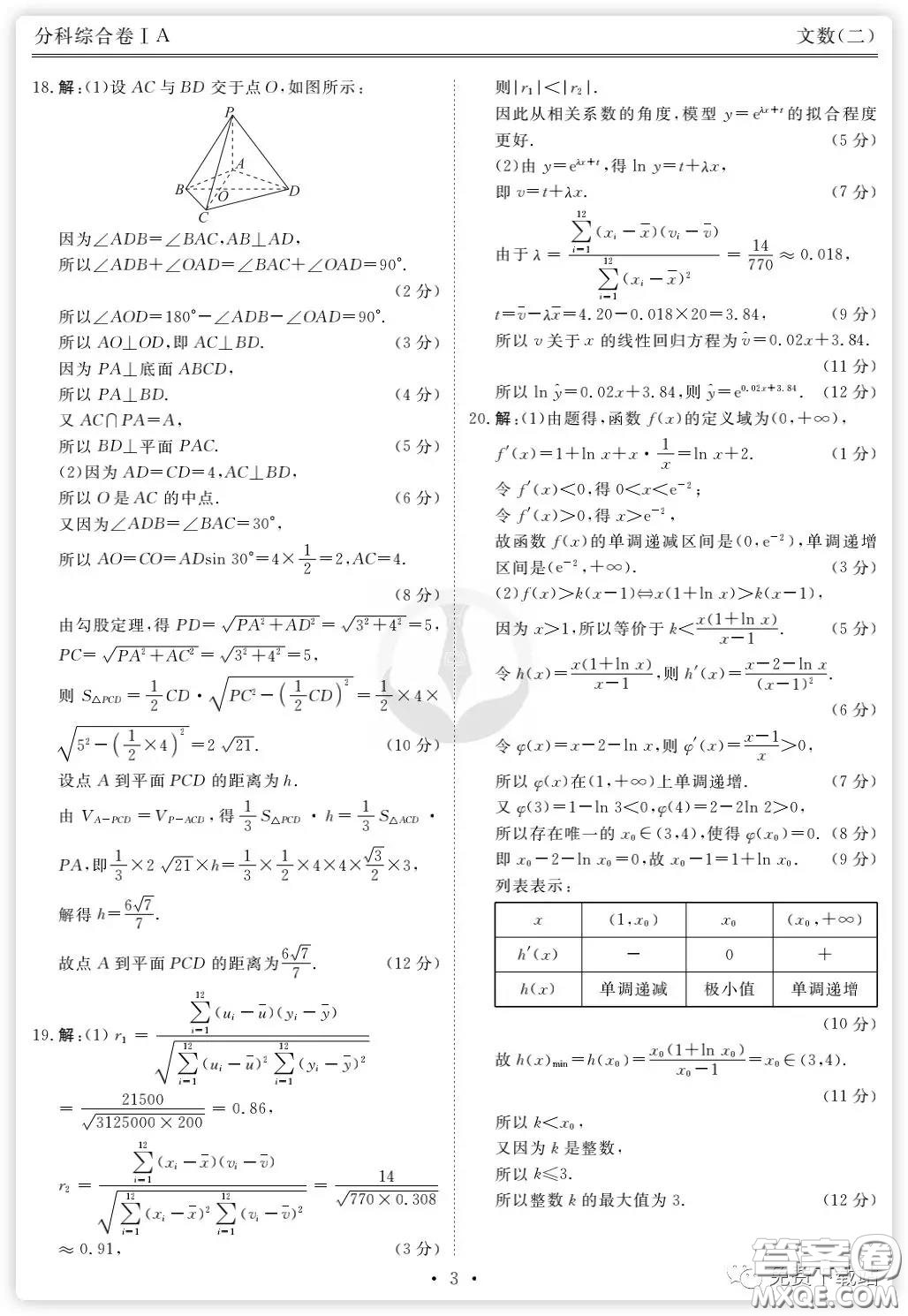 2020年衡水金卷先享題分科綜合卷二文科數(shù)學試題及答案