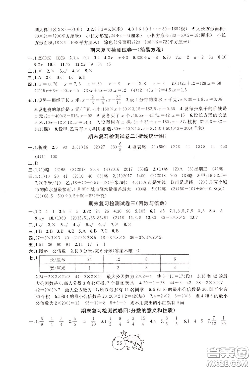 2020新版金鑰匙1+1目標(biāo)檢測五年級(jí)下冊(cè)數(shù)學(xué)國際江蘇版參考答案